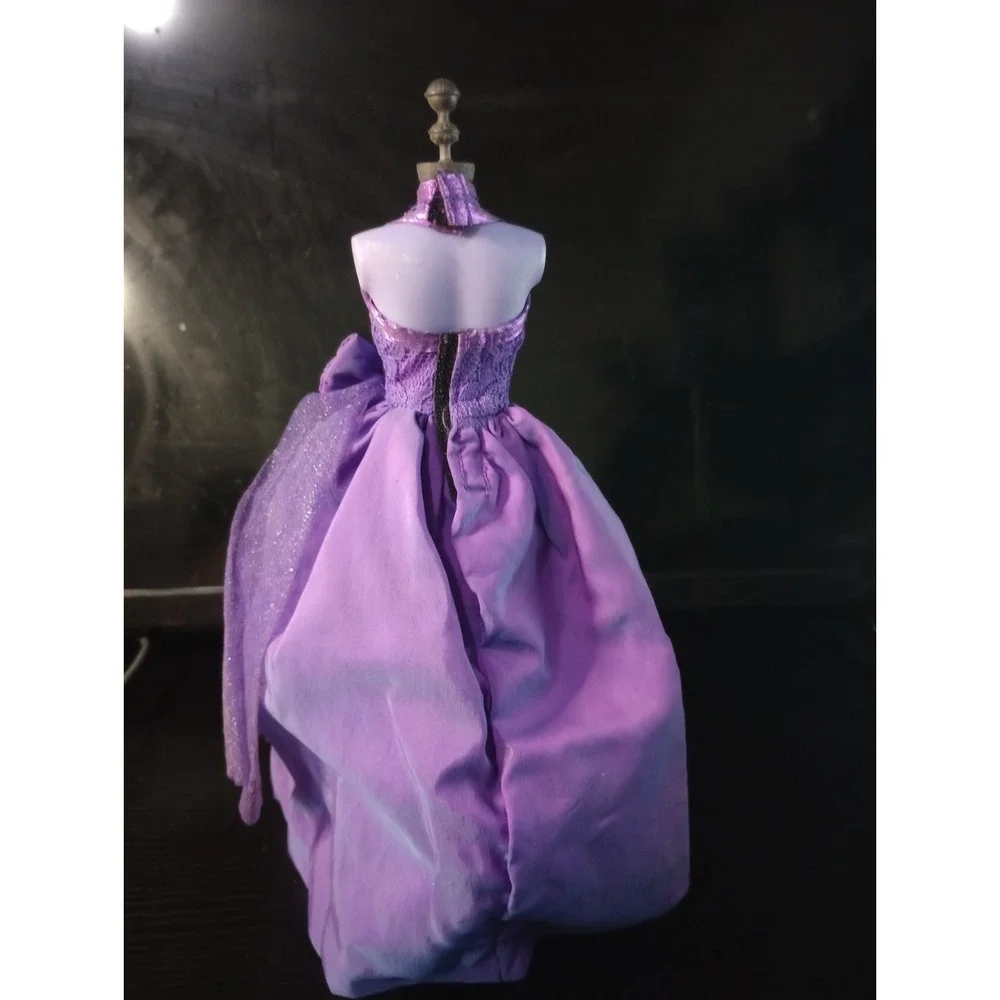 Barbie Doll Fashion Outfit Lot Purple Beaded Gown & Silver One-Shoulder Evening - Picture 3 of 6